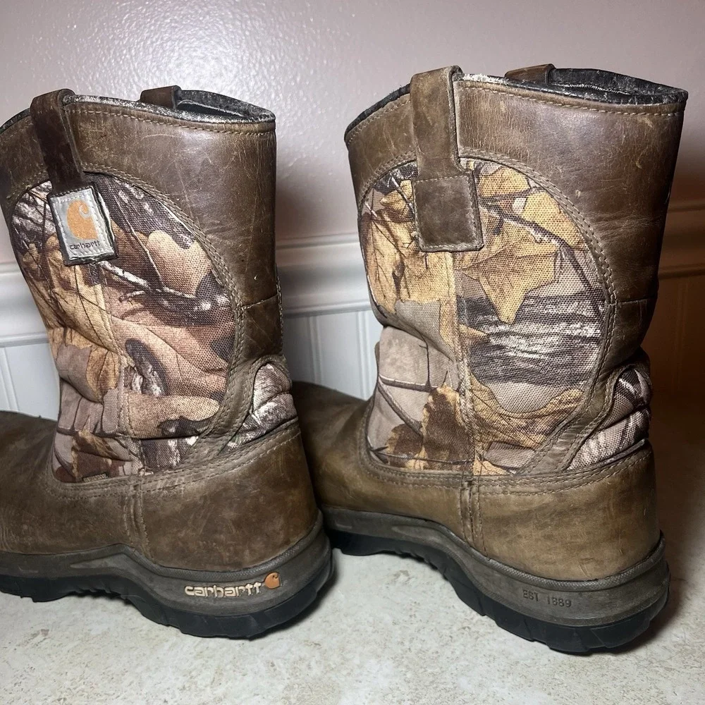 Carhartt CMF1375 Mens 11 W Wide Waterproof Camo Wellington Work Boots ASTM EH